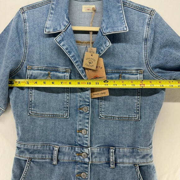 Faherty Women's Denim Michelle Short Sleeve Jumpsuit Button Front Size 6 NEW - Picture 4 of 15